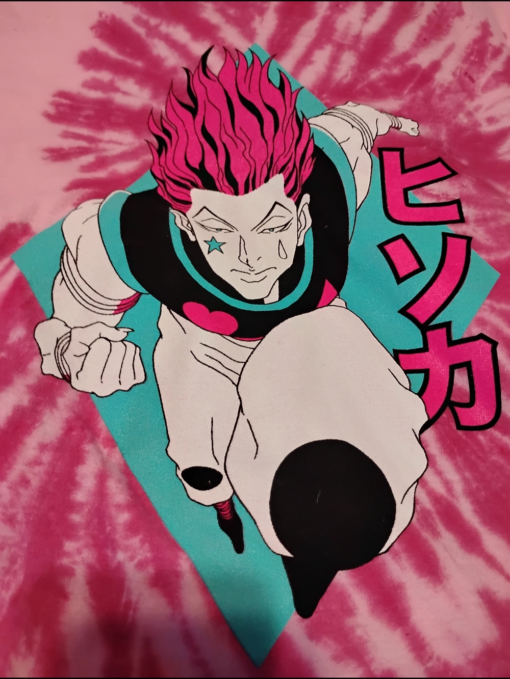 Hunter Pink Tie-Dye Anime Graphic Short Sleeve Tee